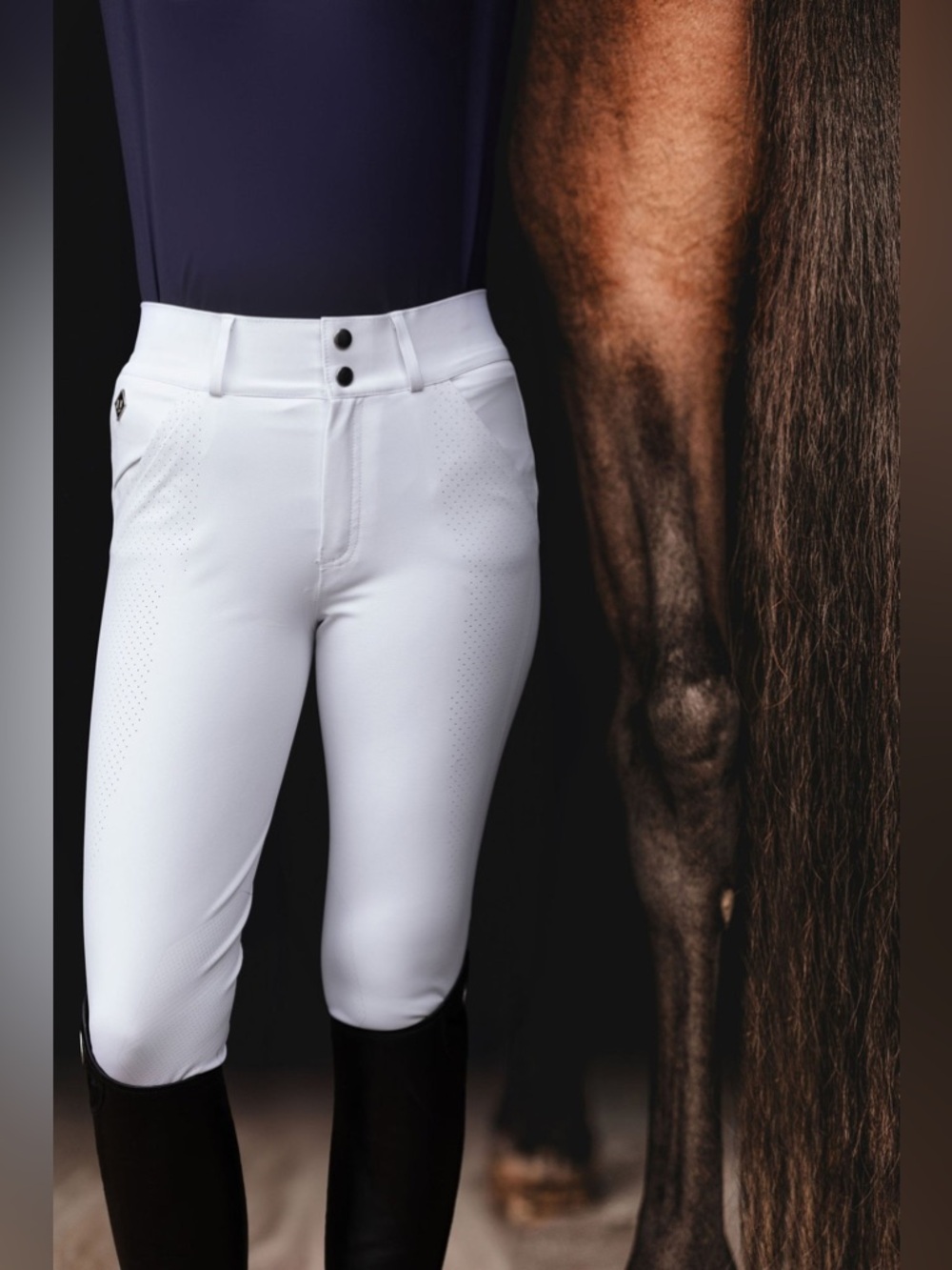 70 Degrees Air Flow Breeches with Silicone Knee Patch - Show White Size 29